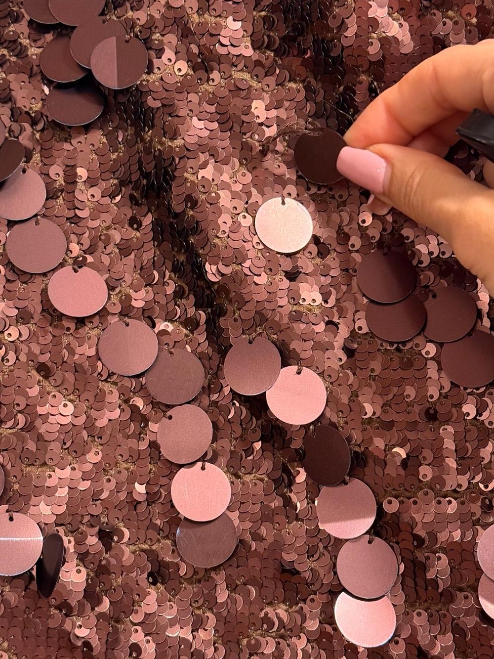 Anthro Sequin Mini Skirt in Dusty Rose - Picture 8 of 16